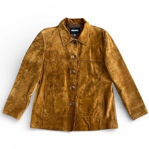 Bernardo Suede Leather Jacket Warm Cognac Brown Women’s Size Large